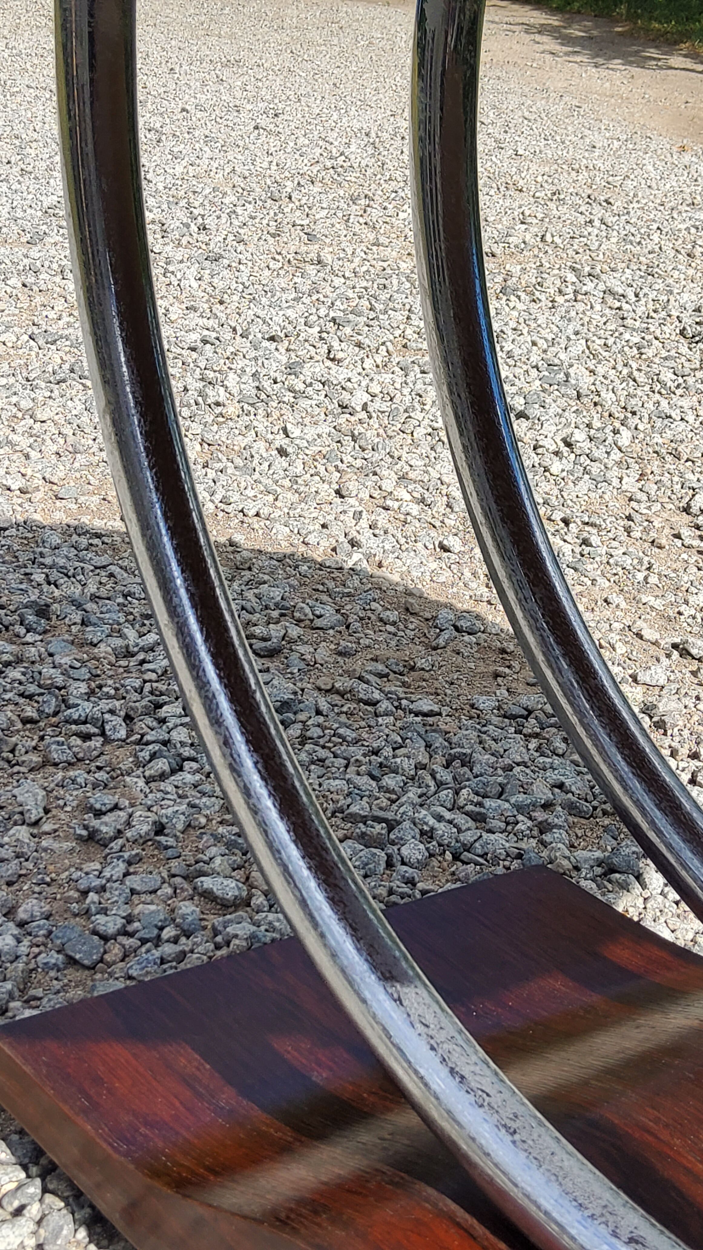 Art deco coffee table mirror base chrome and rosewood