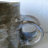Pitcher in blue enamelled stoneware signed workshop Palegre, 70 years