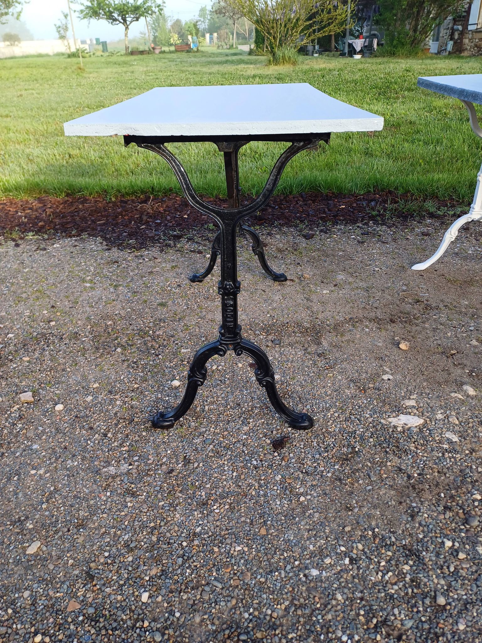 3 Cast Iron and Wood Bistro Tables