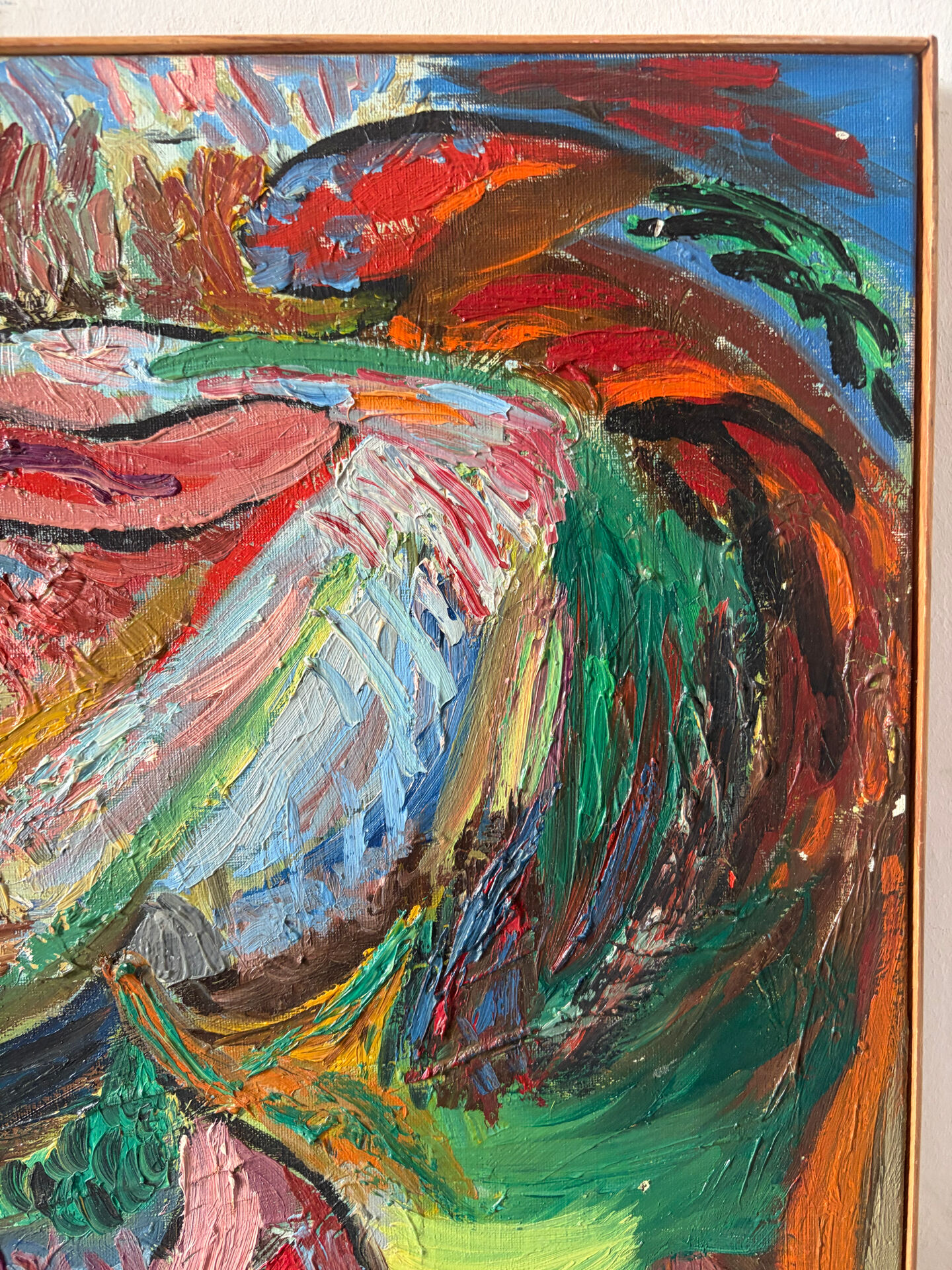 Abstract oil on canvas signed Dognin