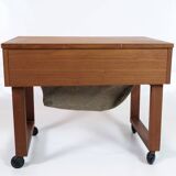 Sewing Table With Wheels Made In Teak, Danish Design From 1960s