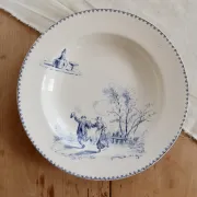 Antique hollow plate Creil and Montereau Téniers service - Ironstone
