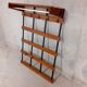 Wall coat rack in teak and vintage black metal