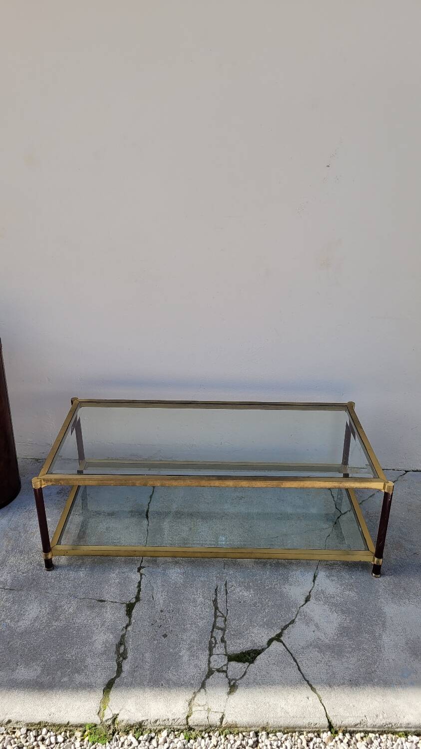 Jansen style brass designer coffee table - 1970s