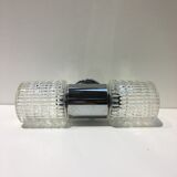 Wall lamp double lights chrome and glass 70s