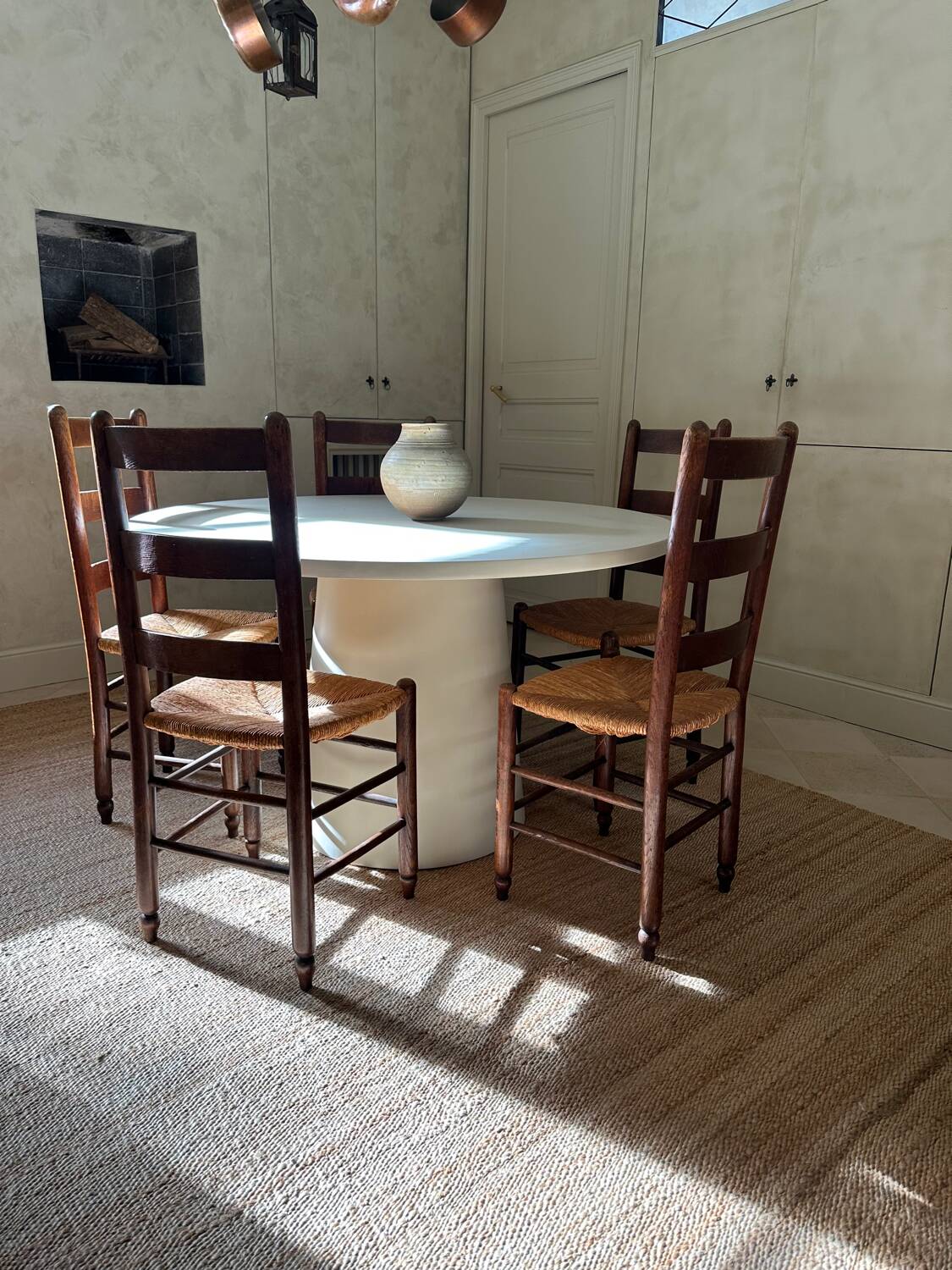 8 wooden chairs - 1950s