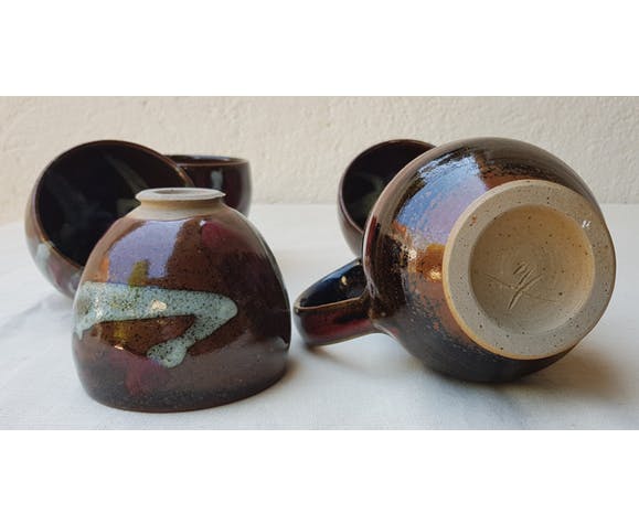 Handmade ceramic pitcher and cups