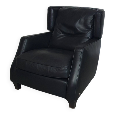Fauteuil lounge Amadeus Natuzzi / cuir noir