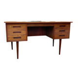 Bureau vintage double face en teck design scandinave années 60