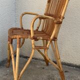 Chair and armchair in vintage rattan 1950