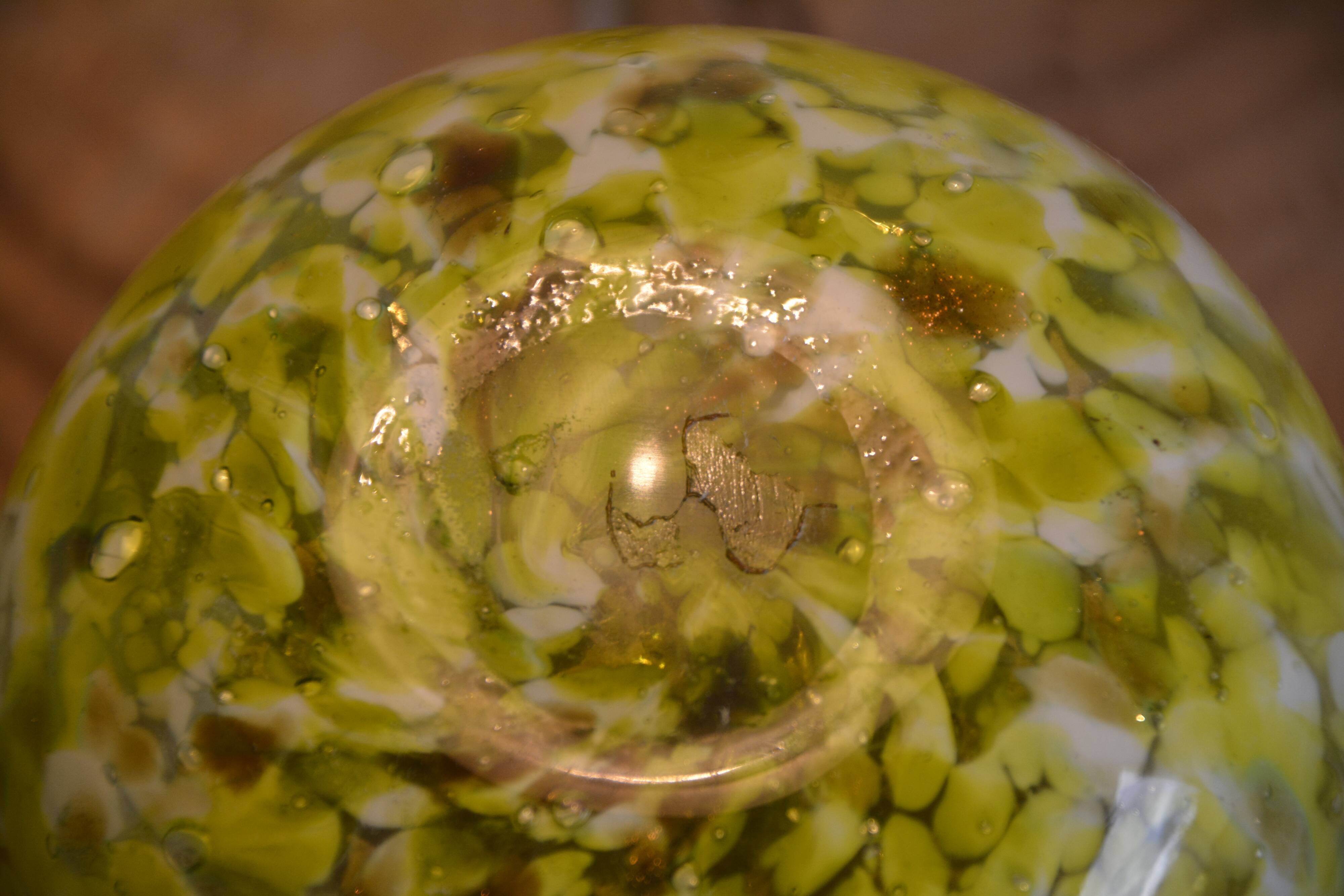 Yellow and white glass jar