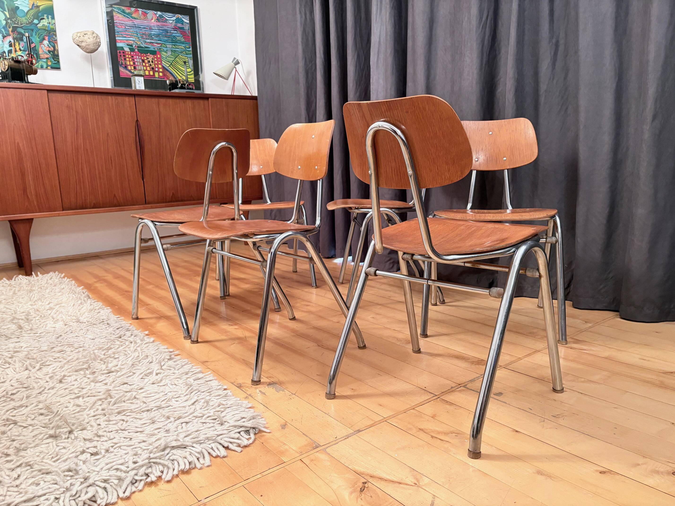 Set of six KN-38 chairs designed by Karl Nothhelfer for VS Möbel, Germany,