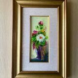 Oil on Vintage Panel - Flower Bouquet by NNISI - 27 x 40 cm