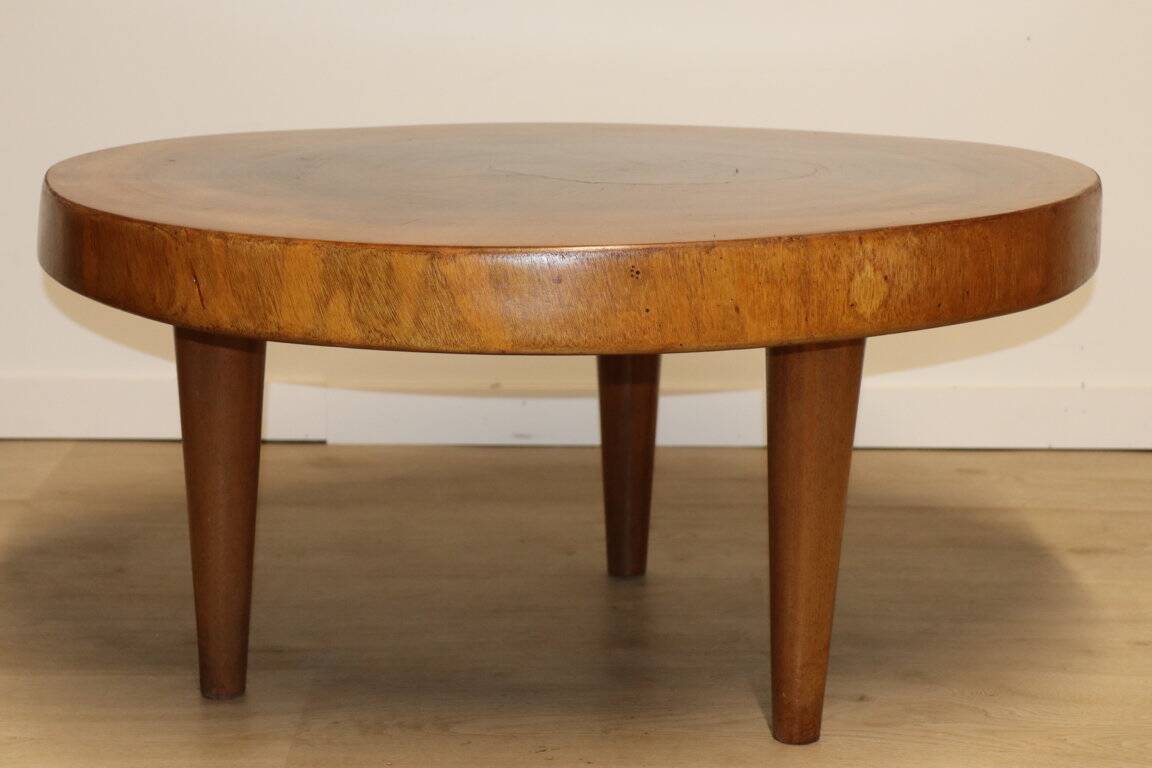 Vintage brutalist solid wood coffee table, 1960s