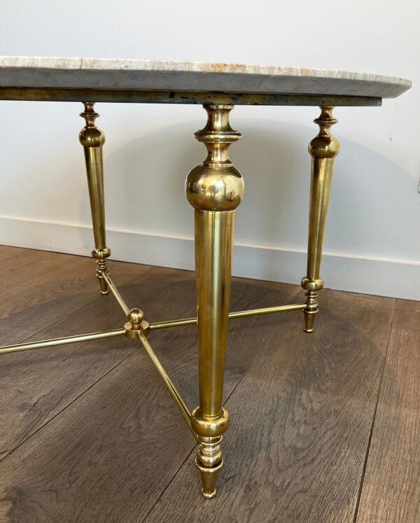 Table basse en laiton et plateau de marbre blanc