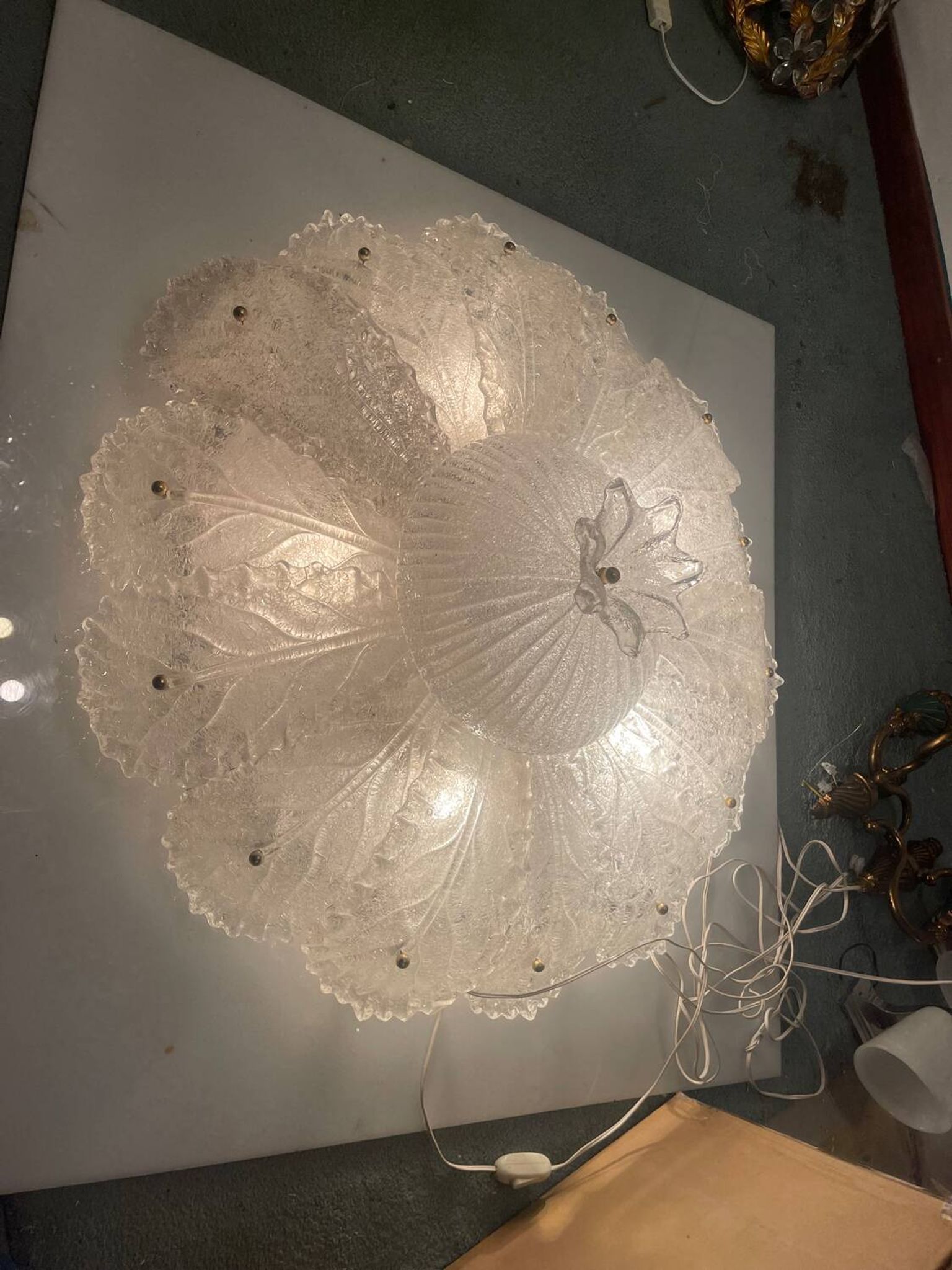Extra Large Murano Glass Flushmount Light by Bucintoro Glass 1970’s