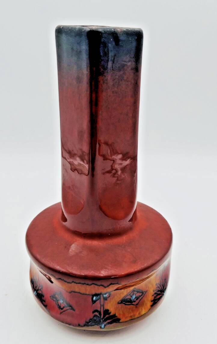 Red Italian ceramic vase by Meloni S. Marino