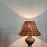 Stoneware and rattan lamp