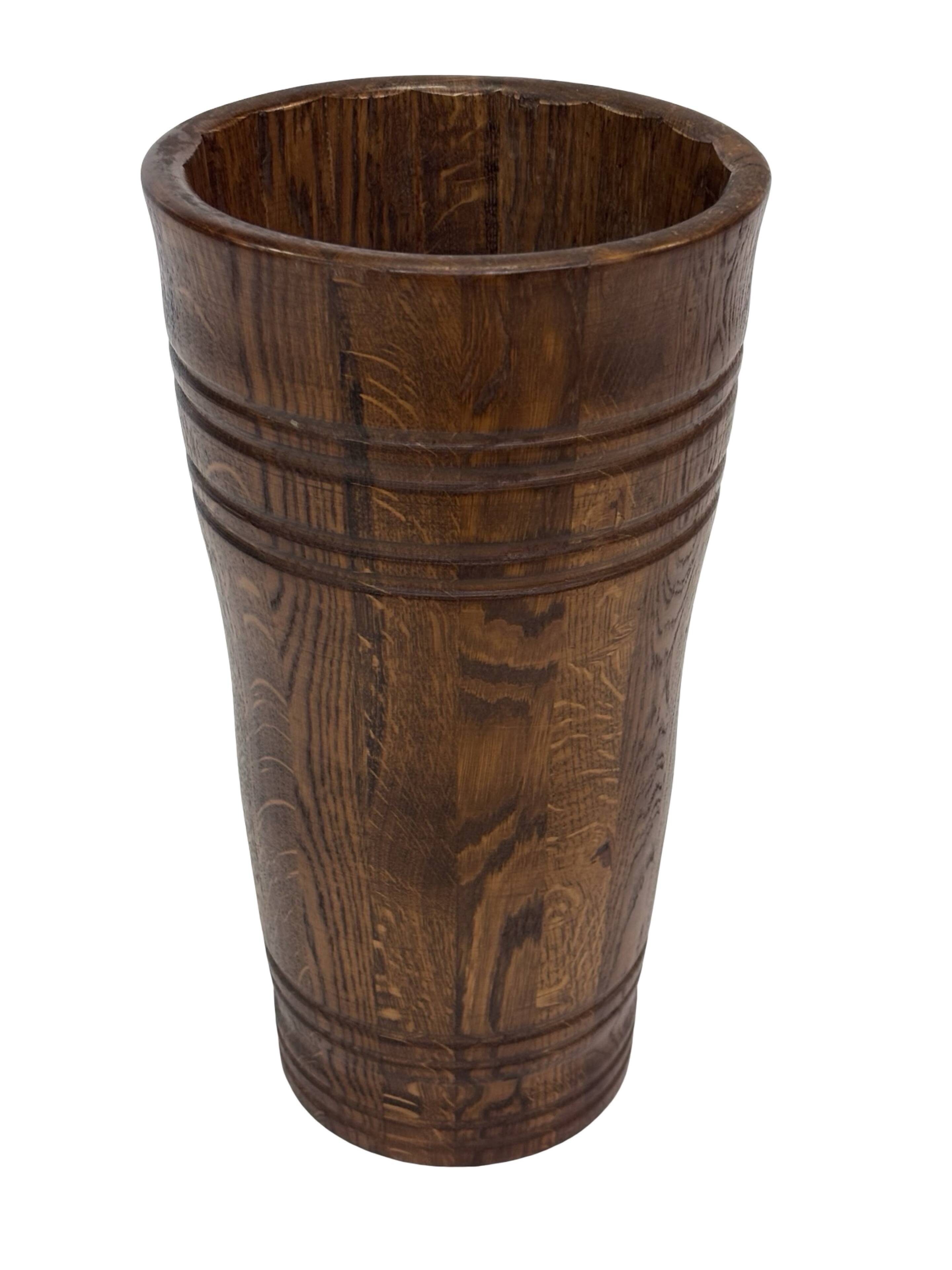 Vintage umbrella stand holder oak basket storage design 60's minimalist