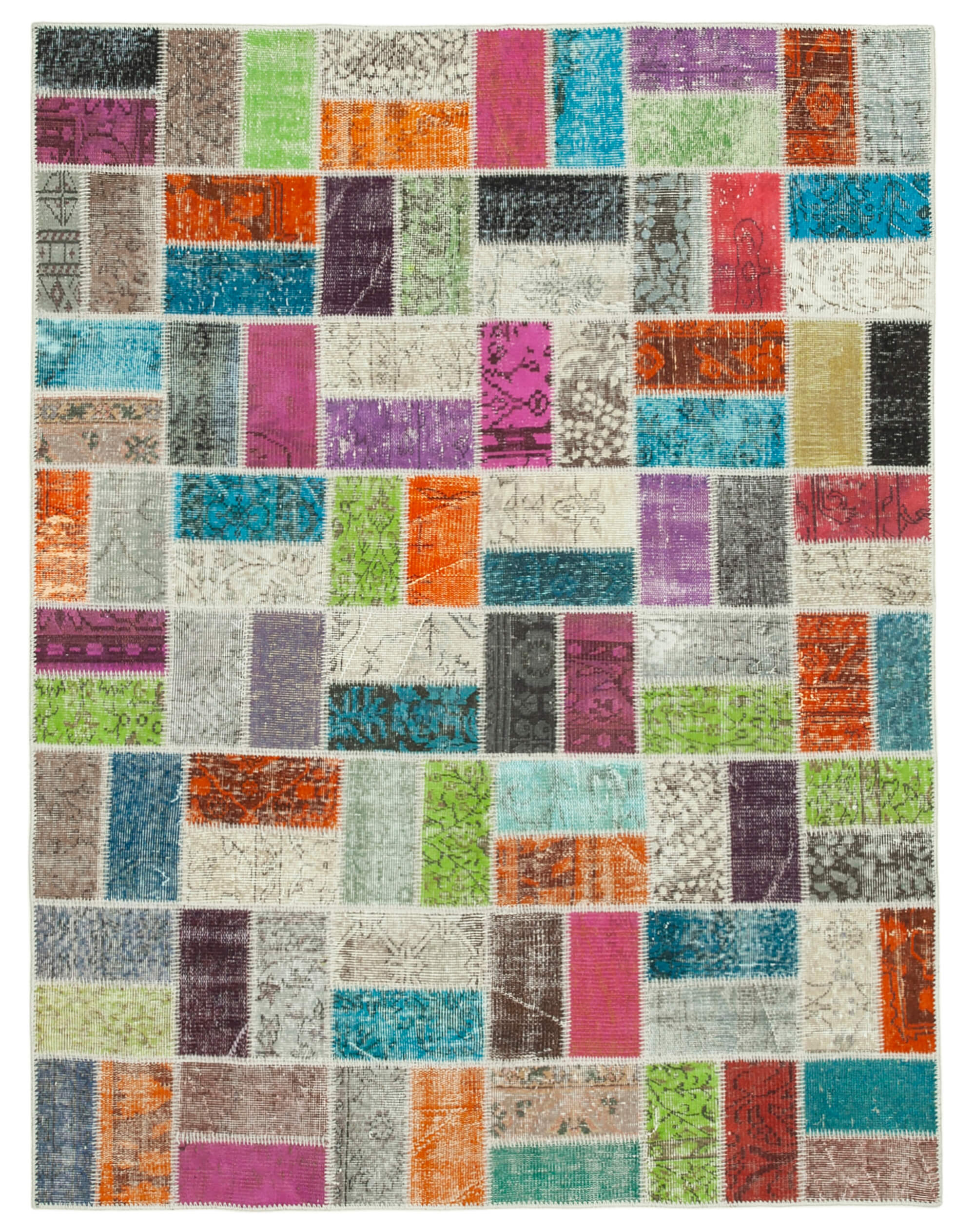 Handwoven anatolian contemporary 173 cm x 225 cm multicolor patchwork carpet