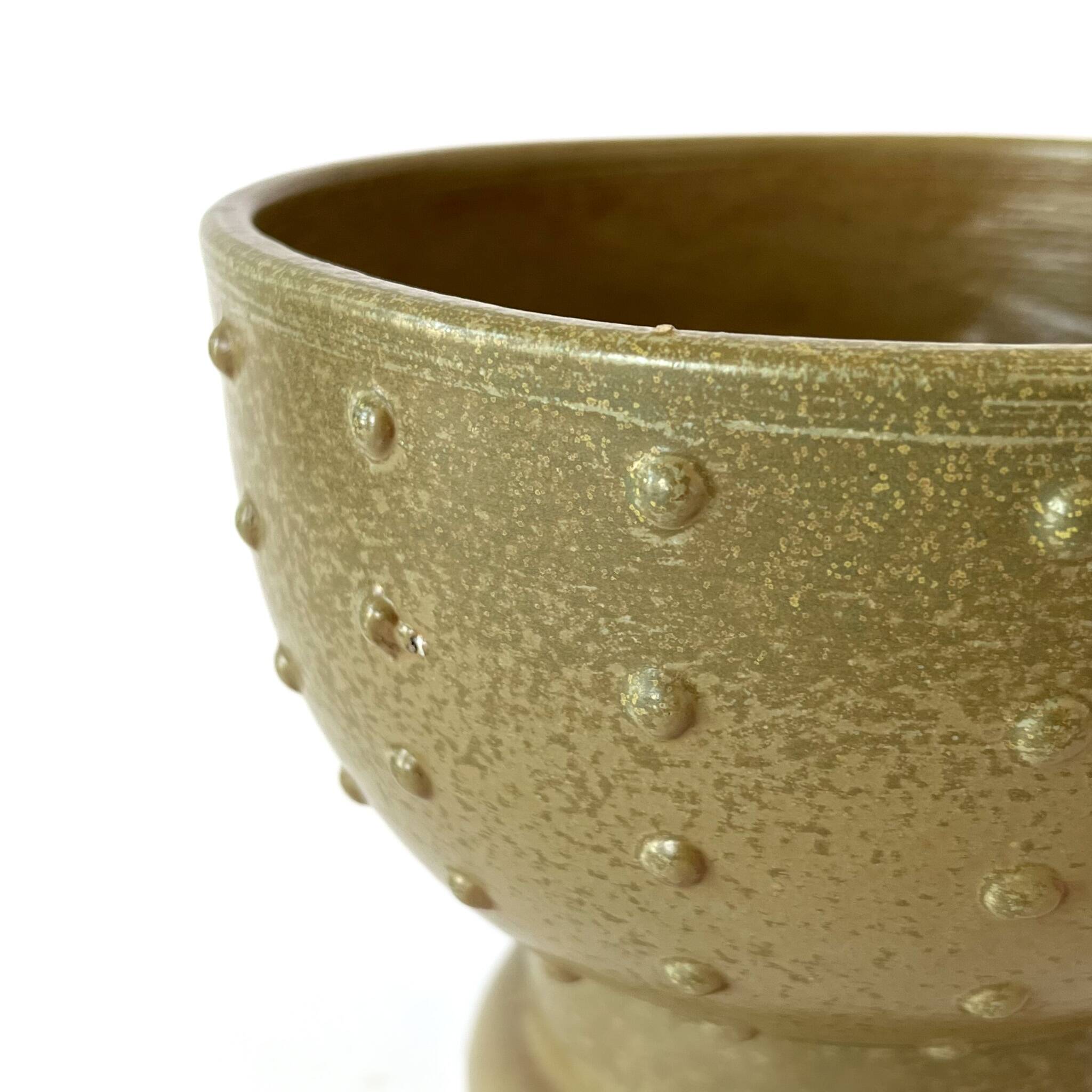 Grande coupe Primavera Art Déco en céramique émaillée olive - Années 1930