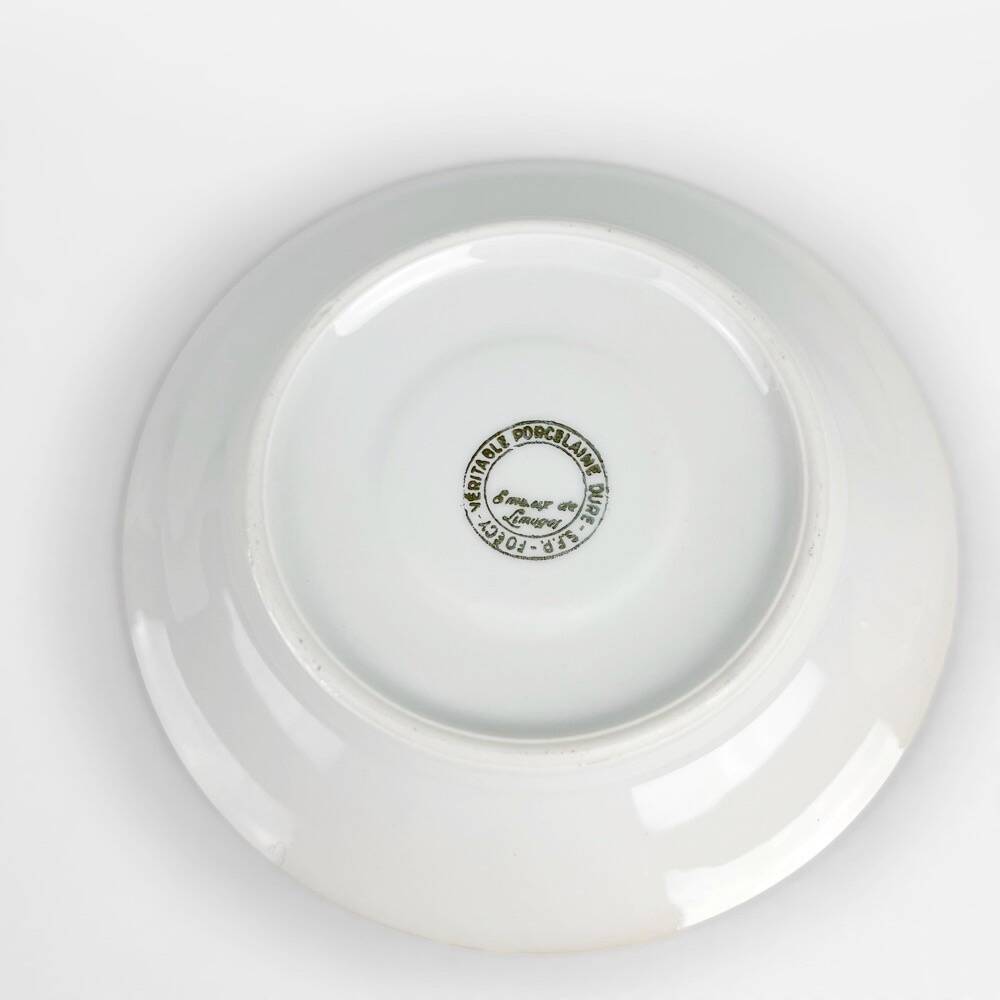 6 cups and saucers sfp foëcy émaux de limoges