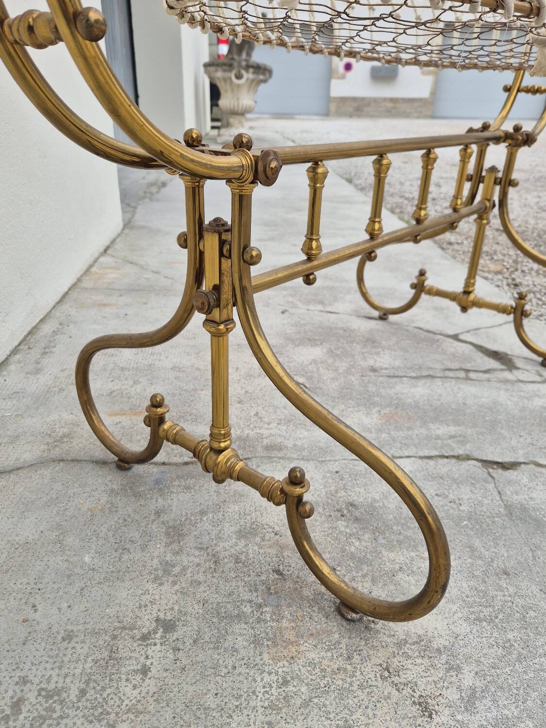 19th century brass rocking cradle from a castle