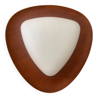 Applique in teak and opal glass by goffredo reggiani 1960s