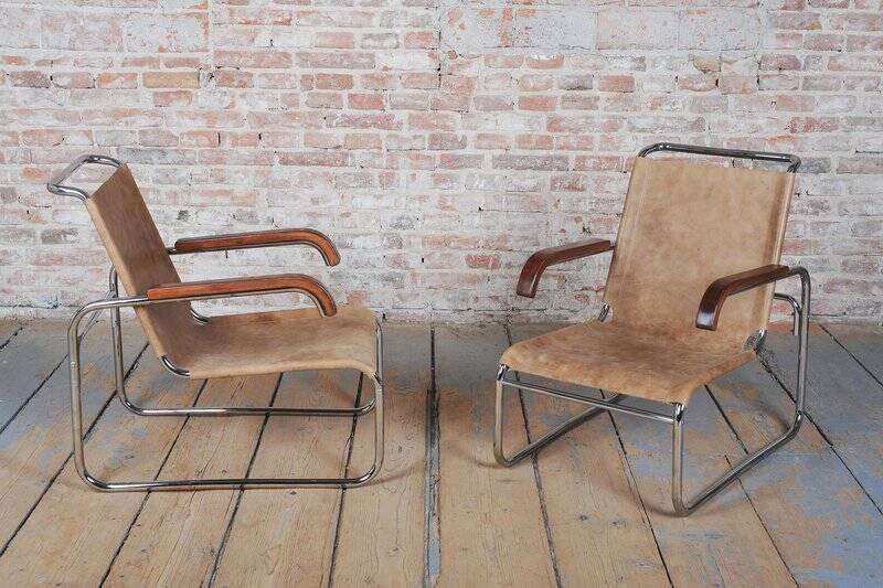 Chaises en chrome Bauhaus tchèques attribuées à M. Breuer pour Thonet, années 1920, ensemble de 2.
