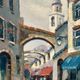 Original Swedish Oil on Canvas –“Market Alley” by B. Komino – Signed – Vintage & Framed –57 × 61 cm