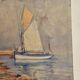 Oil painting on panel of sailing boats near the shore signed marcel canet.