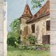 Vintage turret watercolor signed