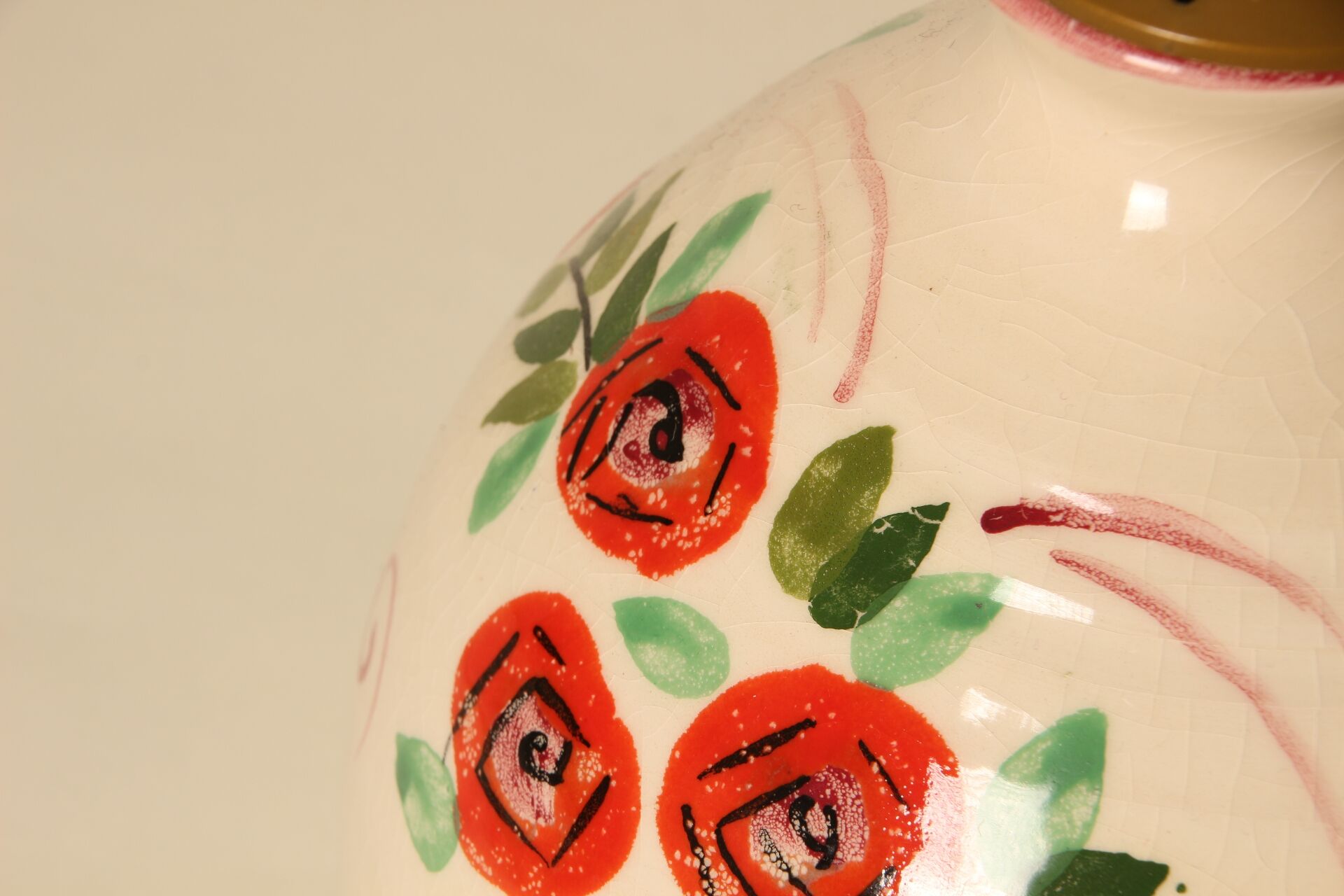 Ceramic lamp base with floral patterns