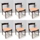 Vintage Set of Six Walnut Chairs by Gianfranco Frattini for Cassina with Stripe Patterned Orange Fab