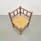Mid-Century Modern Arts and Craft Style Bobbin Corner Chair in Oak with Rush Seat, 1950s