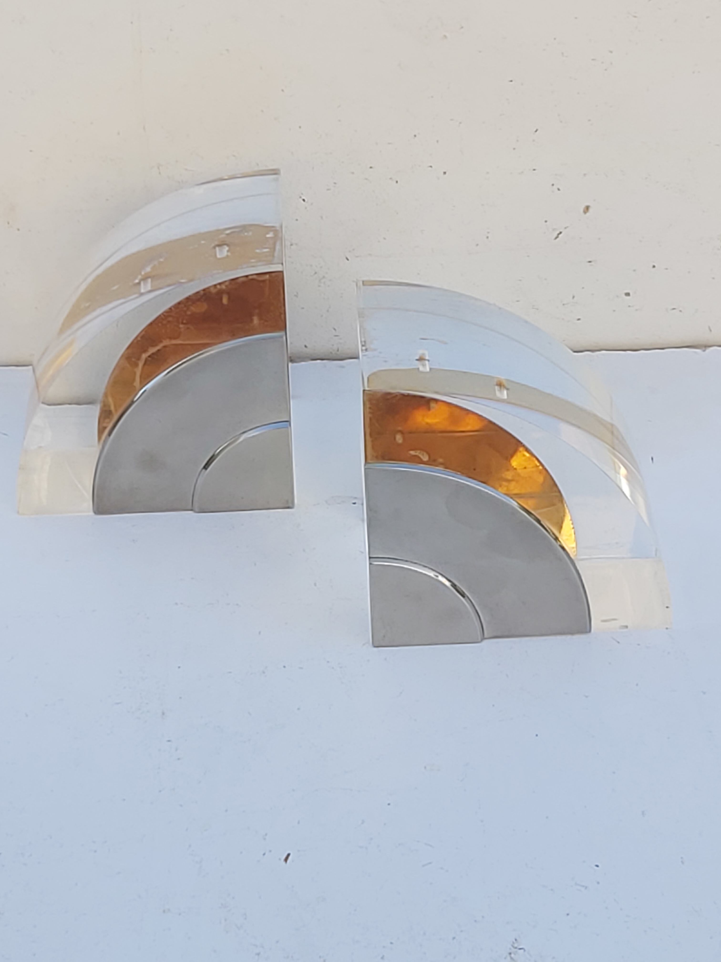 Plexi chrome metal bookends in the 70s