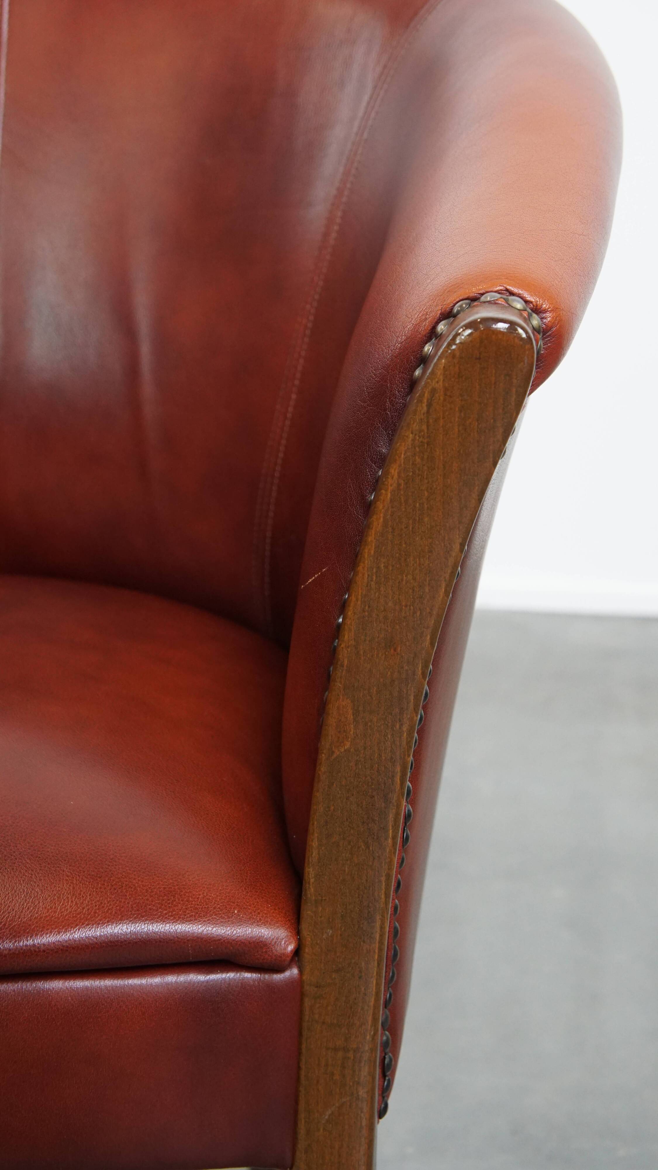 Red-brown cowhide leather office chair/side chair