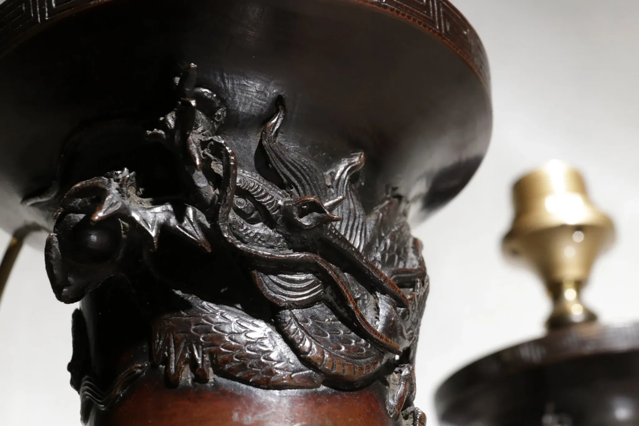 Set of 19th-century Japanese vase lamps with dragons and birds