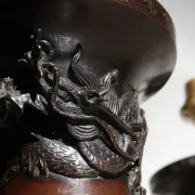 Set of 19th-century Japanese vase lamps with dragons and birds