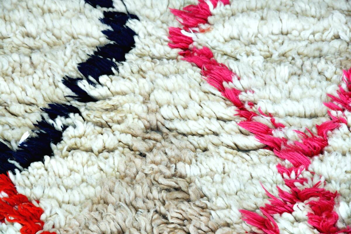 Small vintage beni ouarain rug