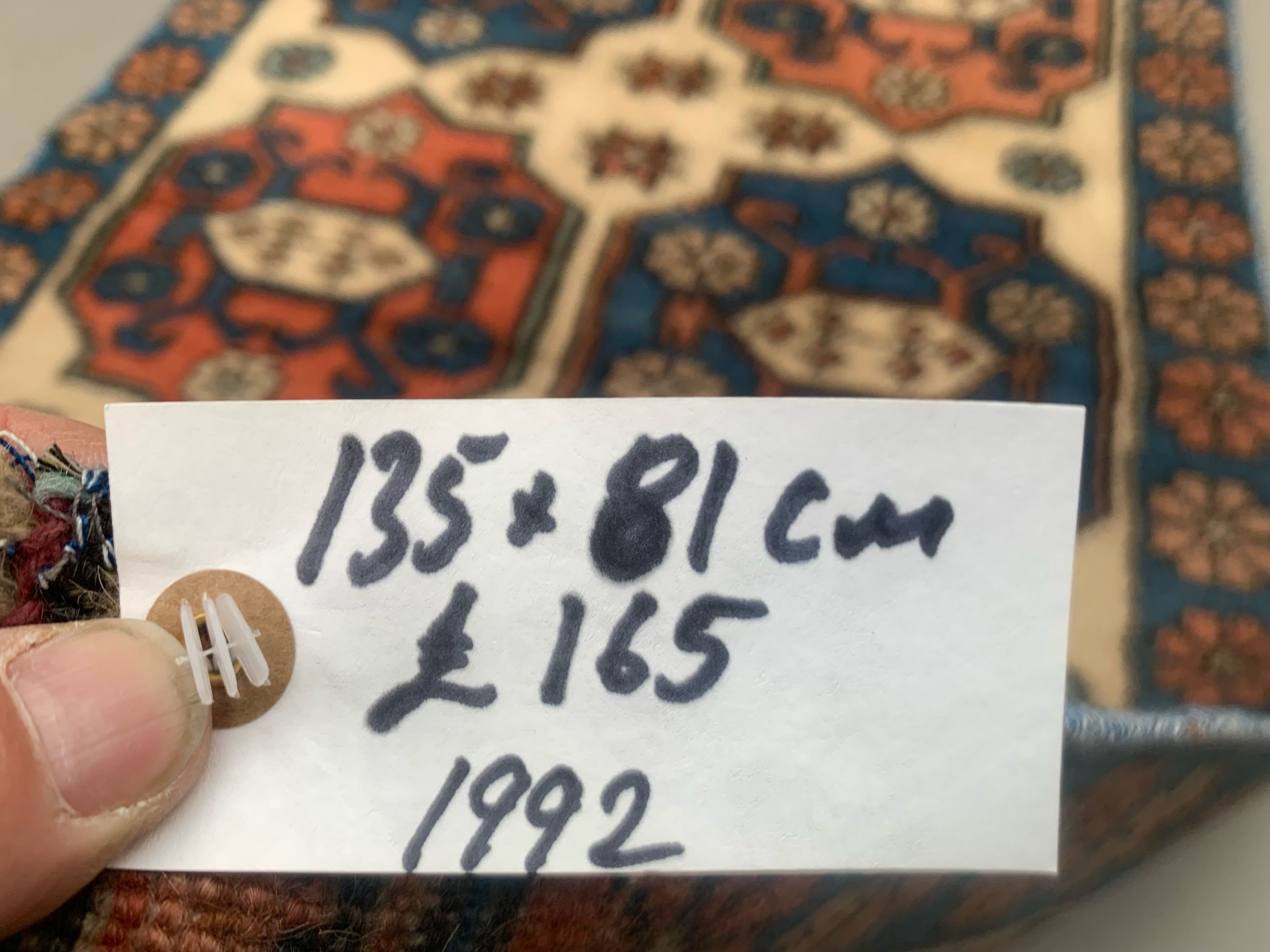 Vintage Turkish Kazak Rug Oriental 135x81 cm Tribal Small Carpet, Red and Blue