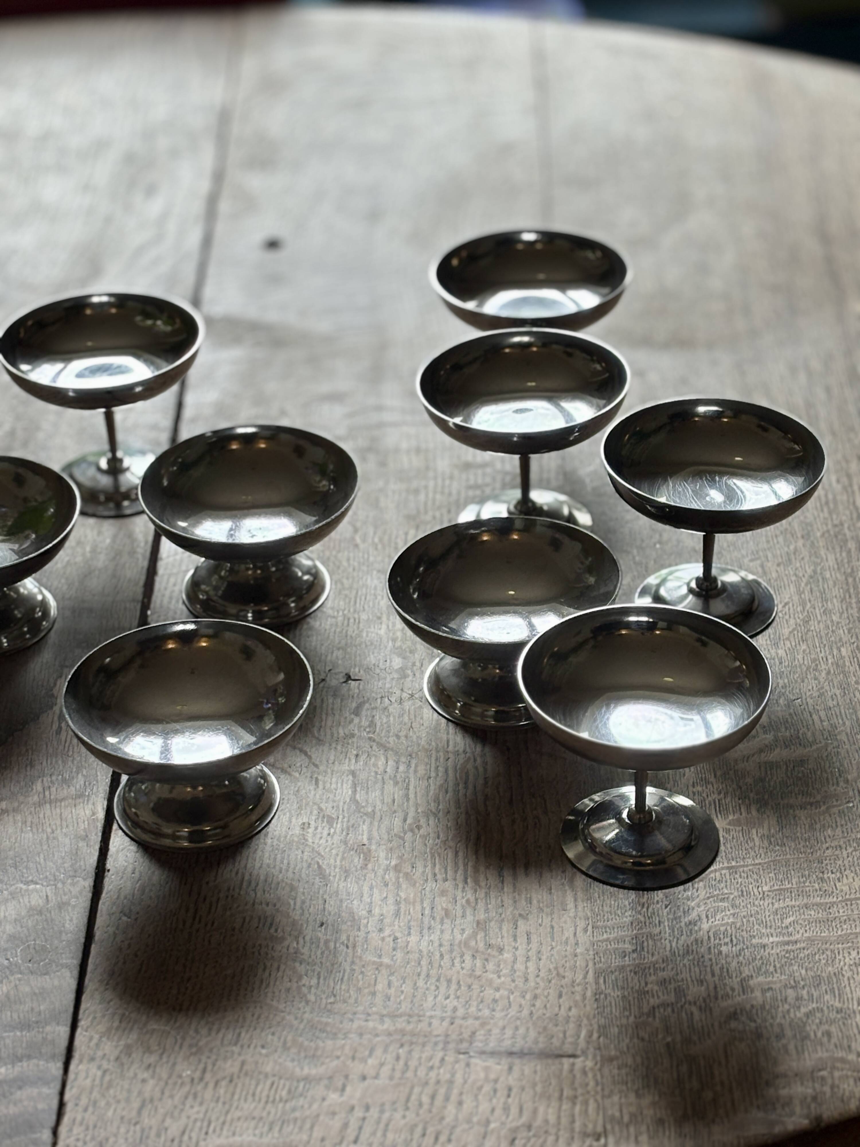 Set of 9 vintage silver-plated dessert bowls.