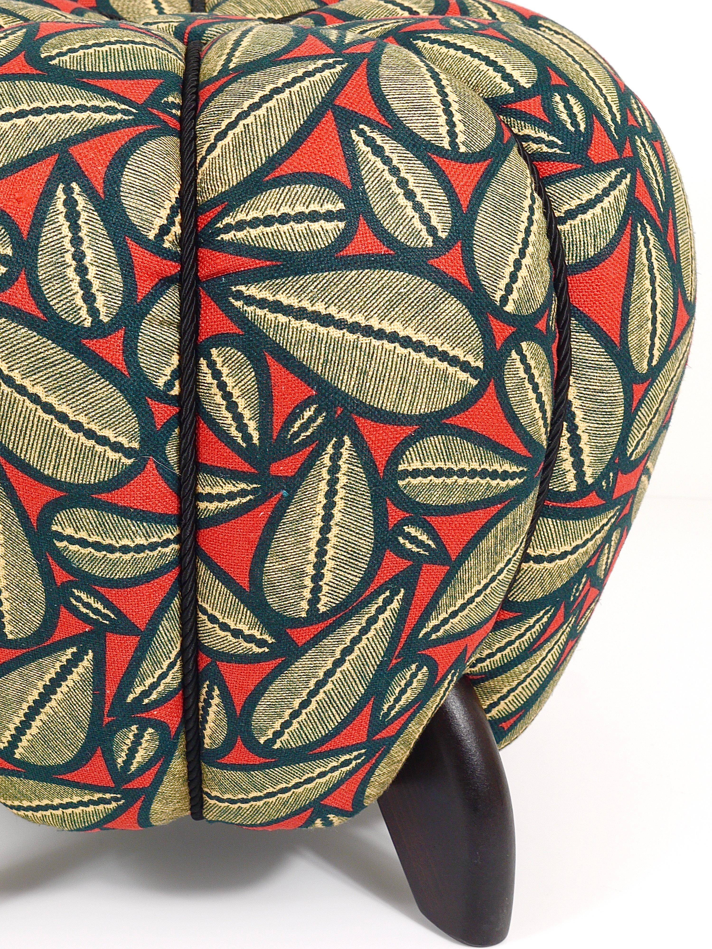 up to 3 Art Deco stools by Jindrich Halabala, leaf pattern, pouf, ottoman, 1930s