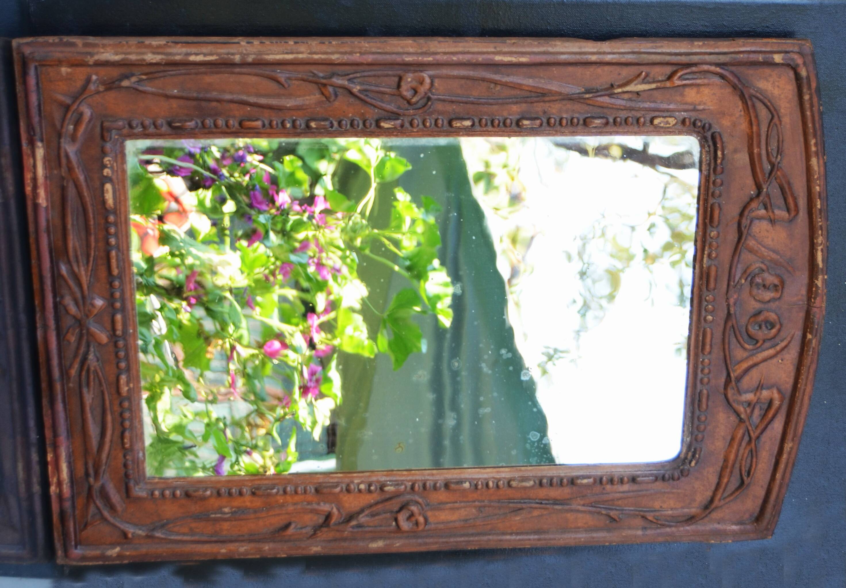 Papier Mache French Art Nouveau Framed Mirror circa 1900