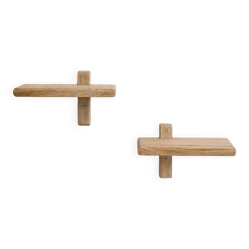 Pair of solid oak shelves