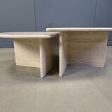 Pair of vintage travertine coffee tables or side tables, 1970s