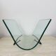 Porte-revues post-moderne en verre courbé Fiam Italy, années 1980