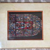 Original stained glass engraving painting from Chartres Cathedral