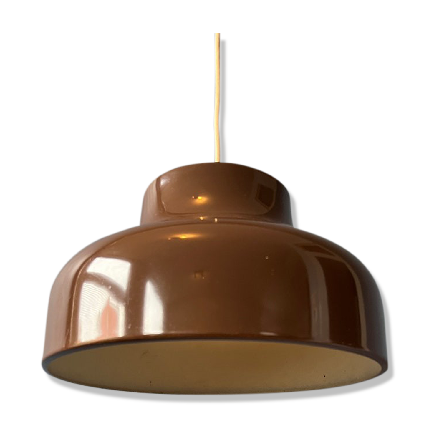 Vintage mid century pendant lamp in brown metal