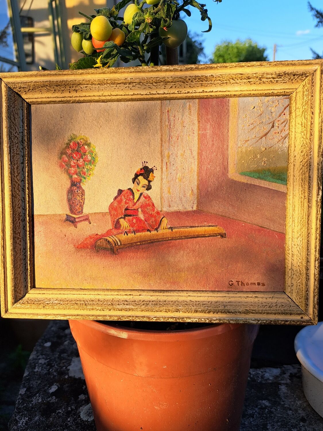 Painting "geisha with zither"